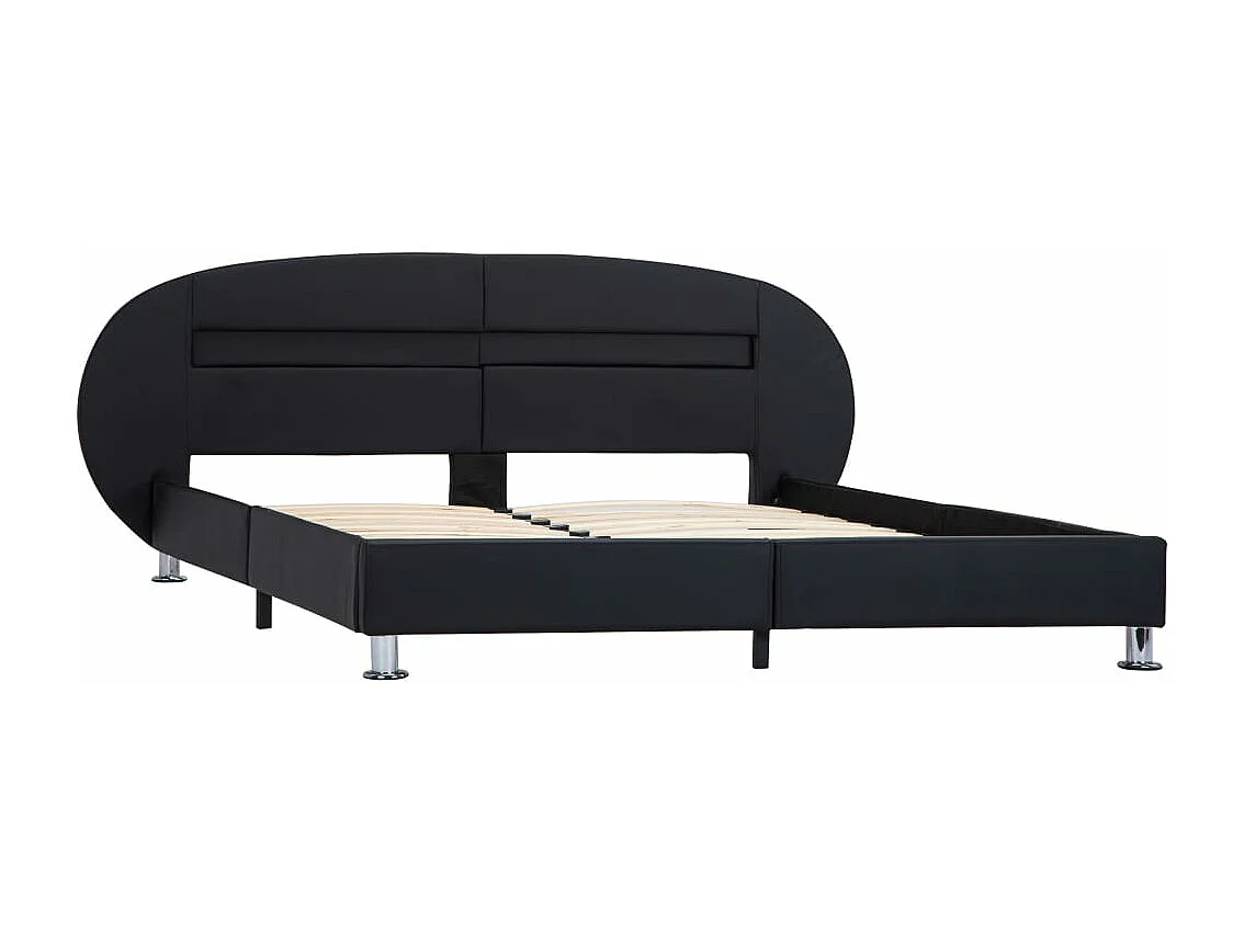 Estrutura de cama c/ LEDs 180x200 cm couro artificial preto