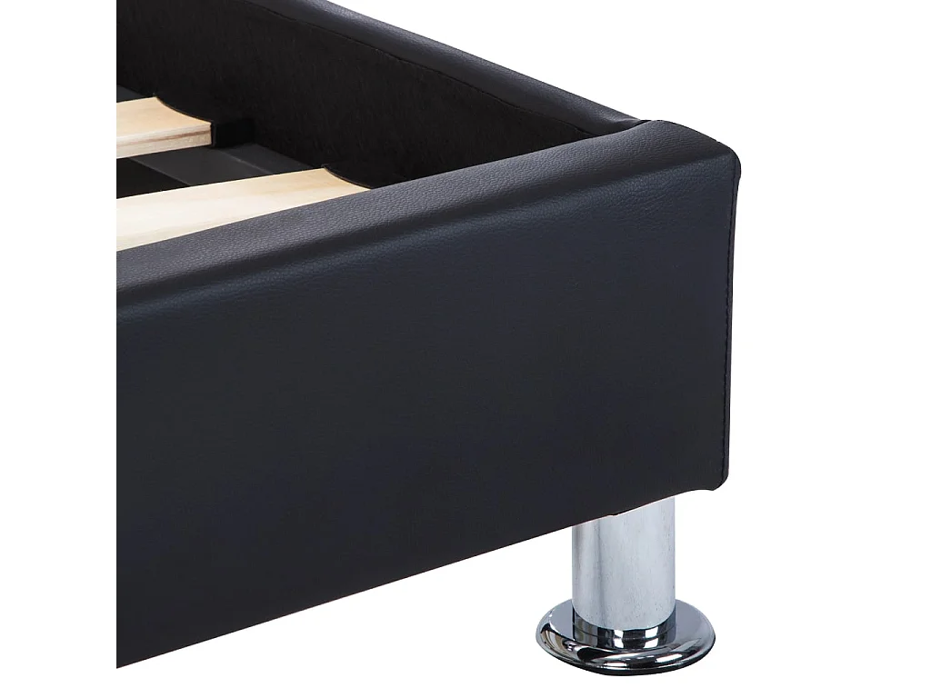 Estrutura de cama c/ LEDs 180x200 cm couro artificial preto