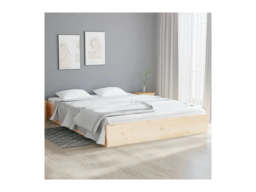 Cadre de lit sans matelas bois massif 140x190 cm