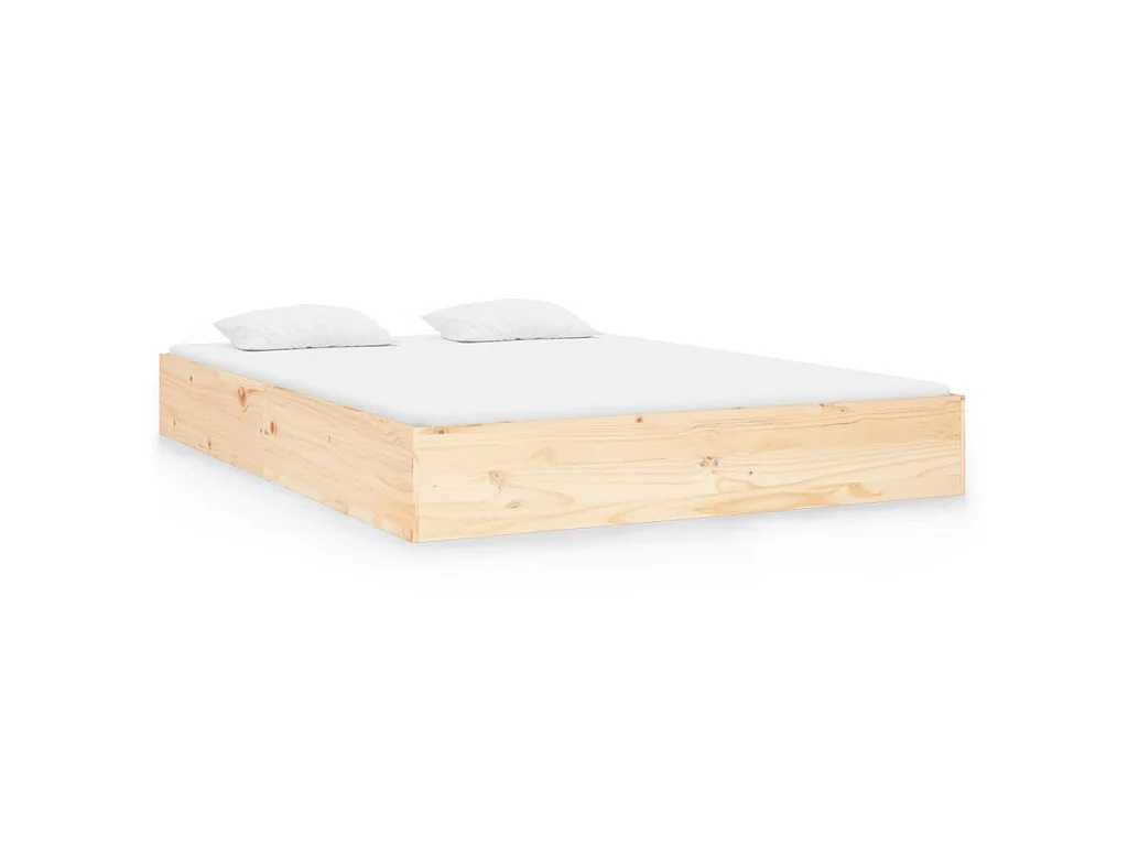 Cadre de lit sans matelas bois massif 140x190 cm