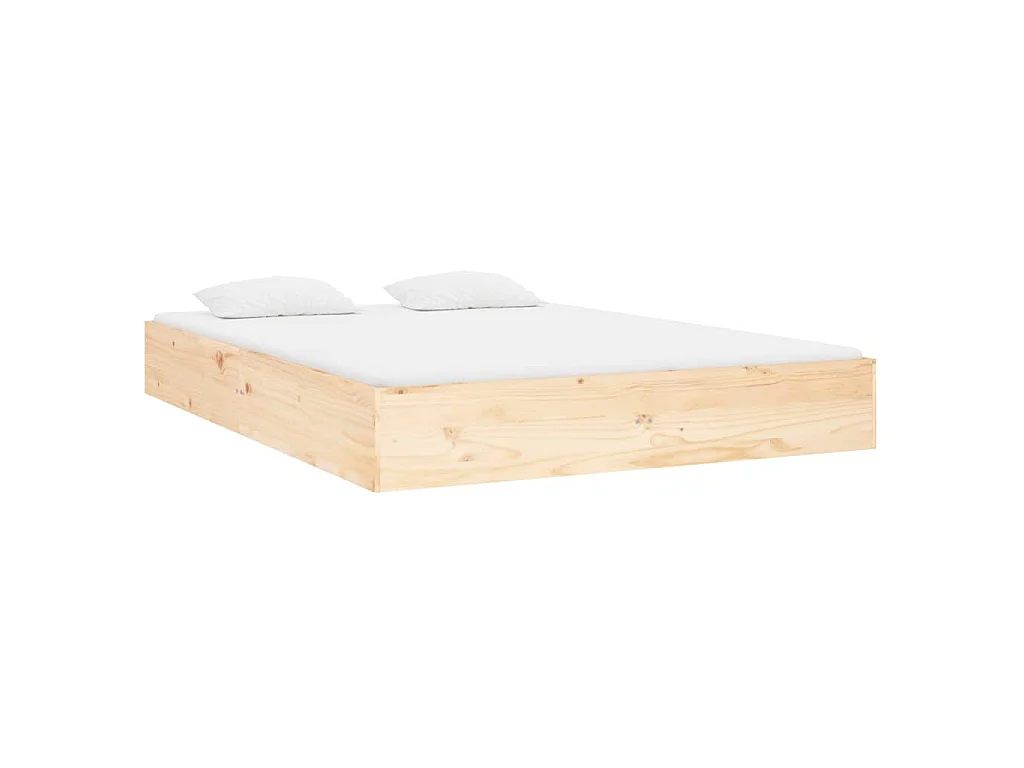 Cadre de lit sans matelas bois massif 140x190 cm