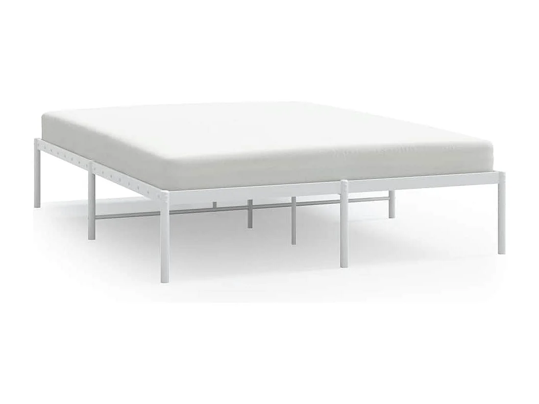 Cadre de lit métal sans matelas blanc 160x200 cm