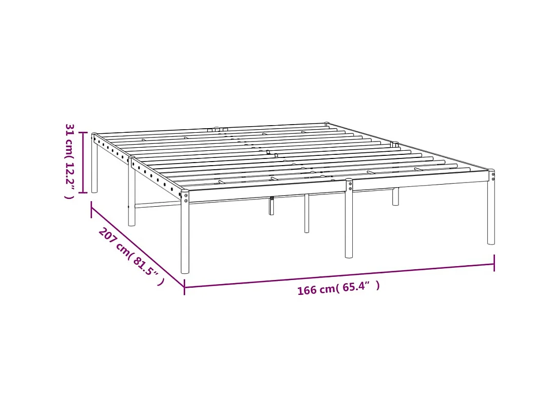 Cadre de lit métal sans matelas blanc 160x200 cm
