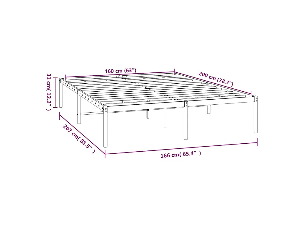 Bettgestell Metall Weiß 160x200 cm