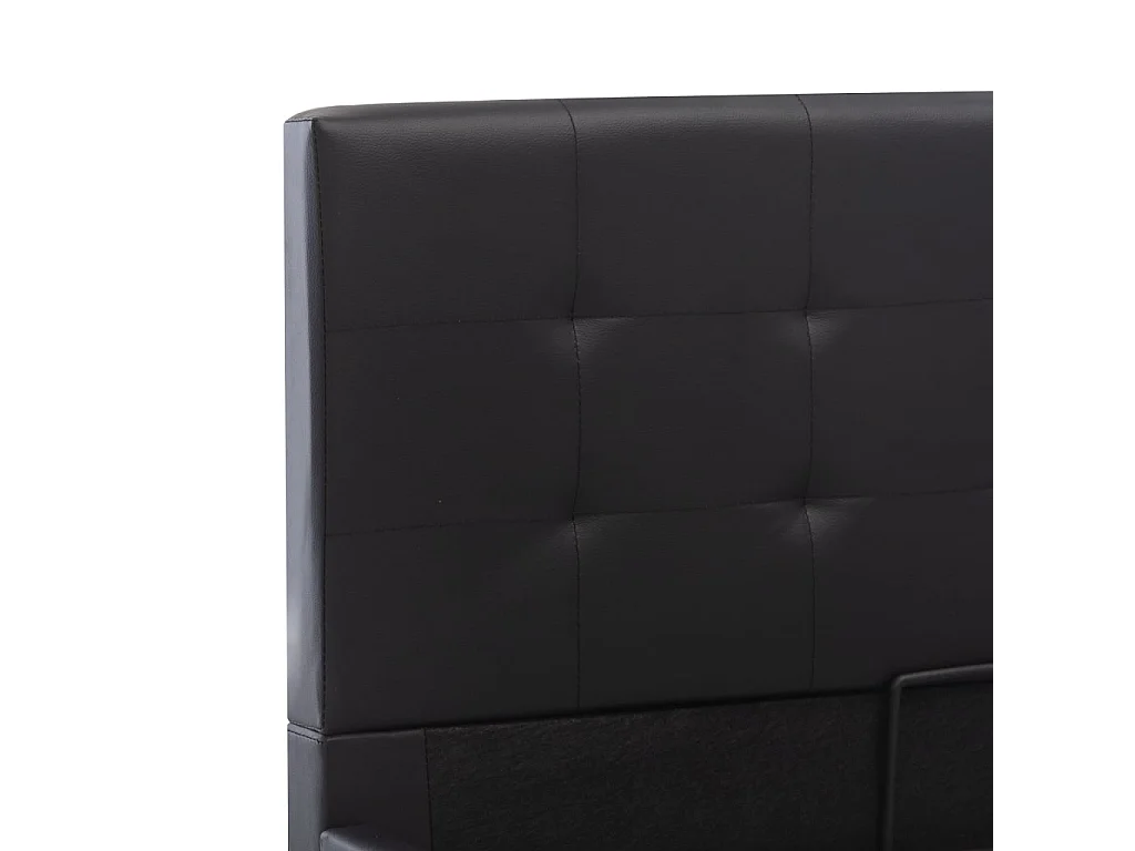 Cama hidráulica c/ arrumação 140x200cm couro artificial preto