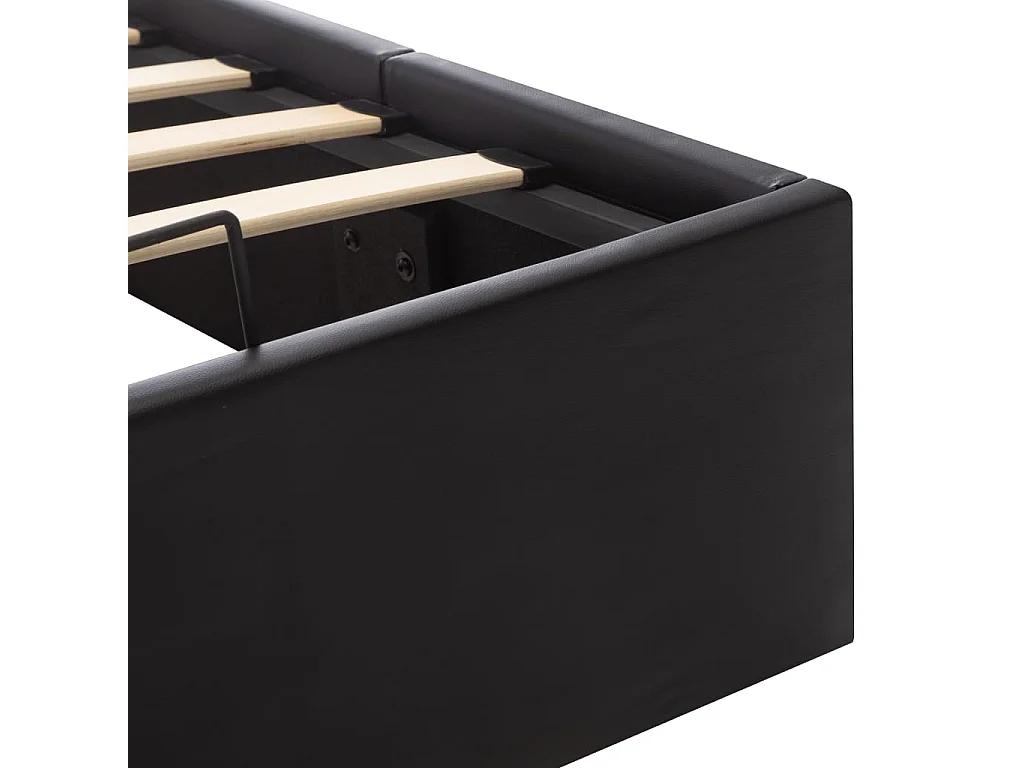 Cama hidráulica c/ arrumação 140x200cm couro artificial preto