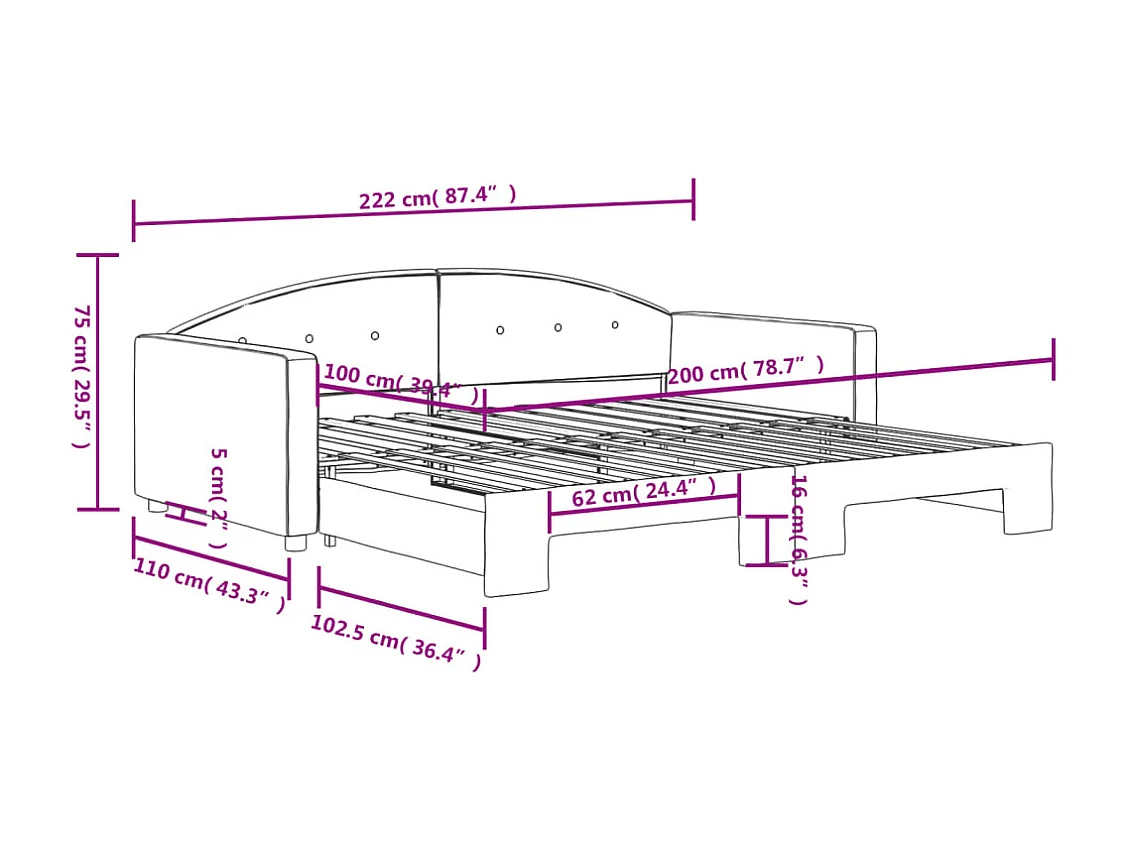 Tagesbett Ausziehbar Gelb 100x200 cm Samt