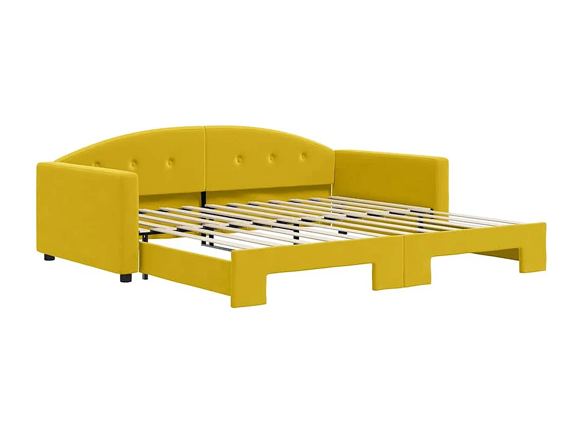 Lit de jour avec lit gigogne jaune 100x200 cm velours