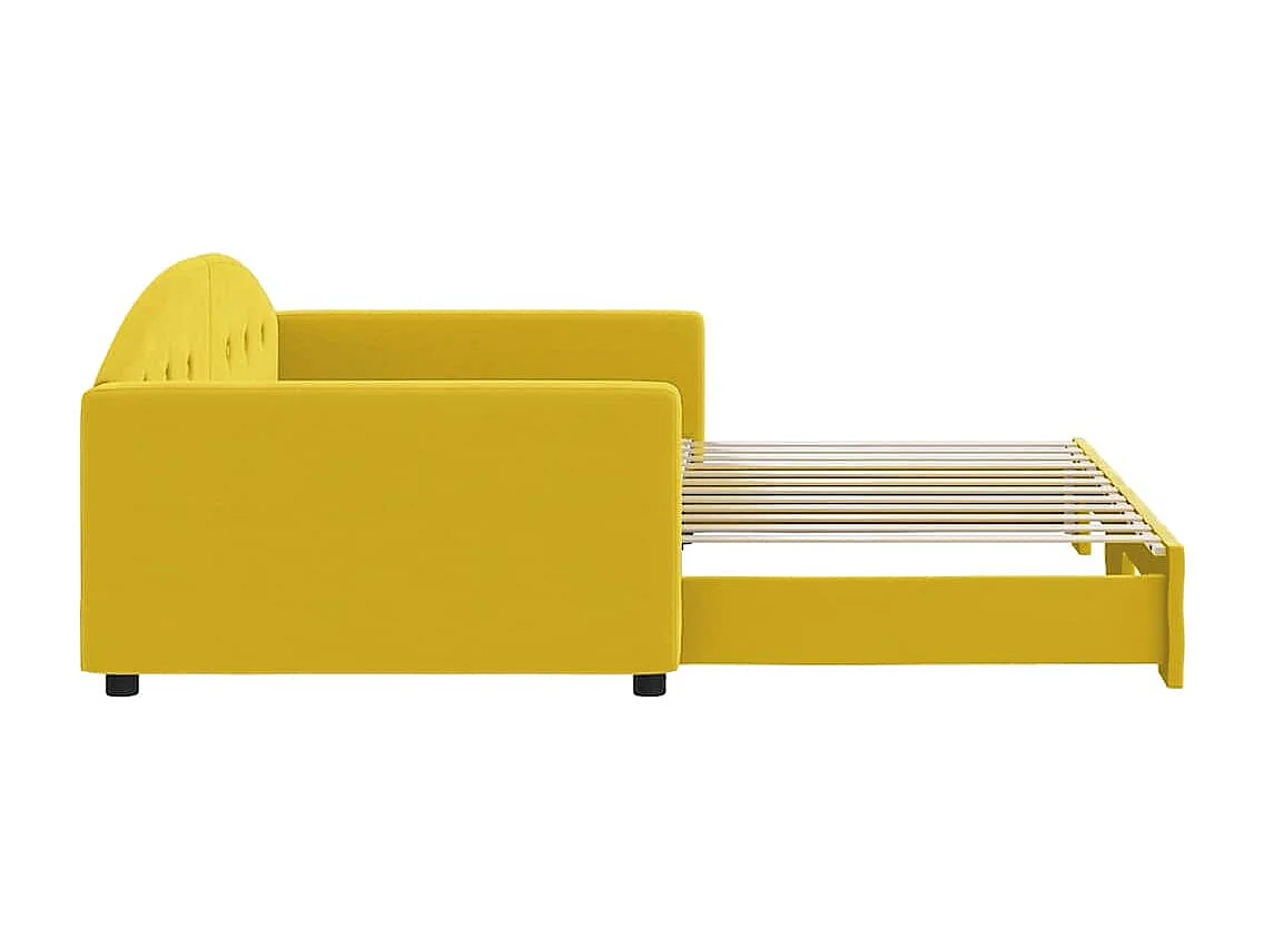 Lit de jour avec lit gigogne jaune 100x200 cm velours