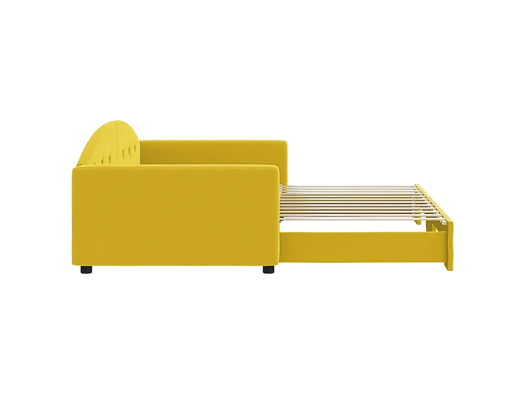 Slaapbank met onderschuifbed 100x200 cm fluweel geel