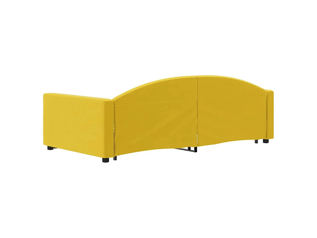 Slaapbank met onderschuifbed 100x200 cm fluweel geel