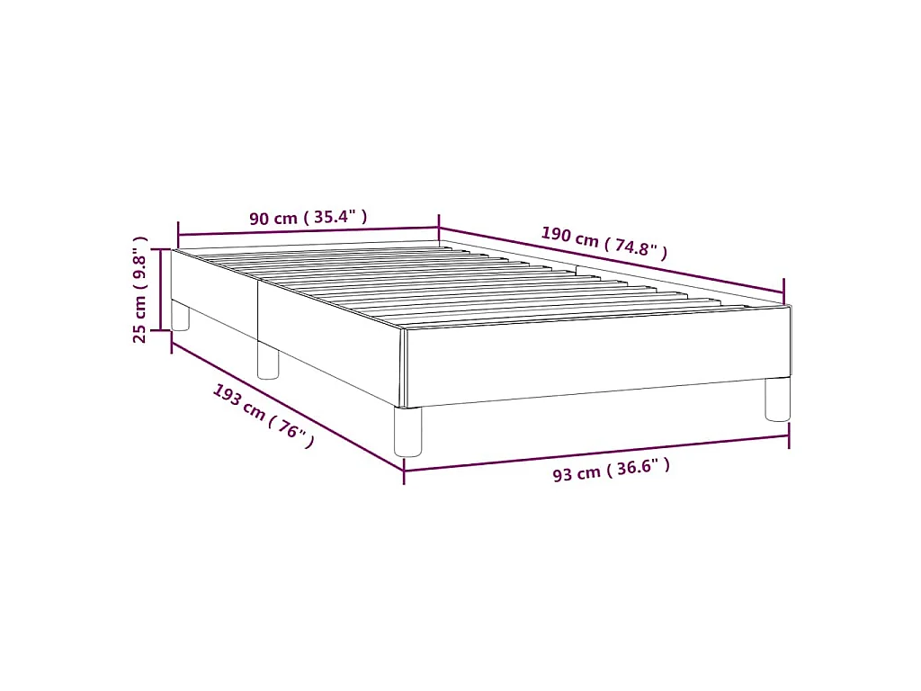 Cadre de lit sans matelas taupe 90x190 cm tissu