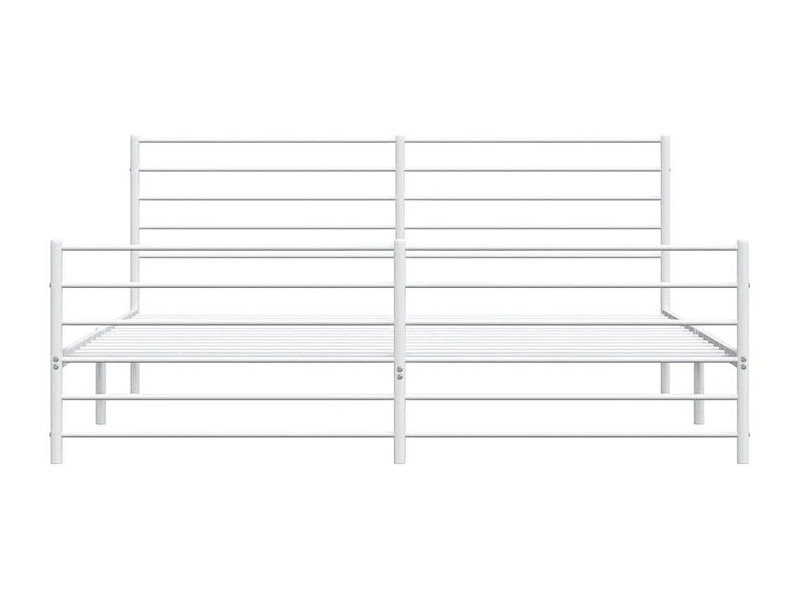 Cadre de lit métal sans matelas et pied de lit blanc 193x203 cm