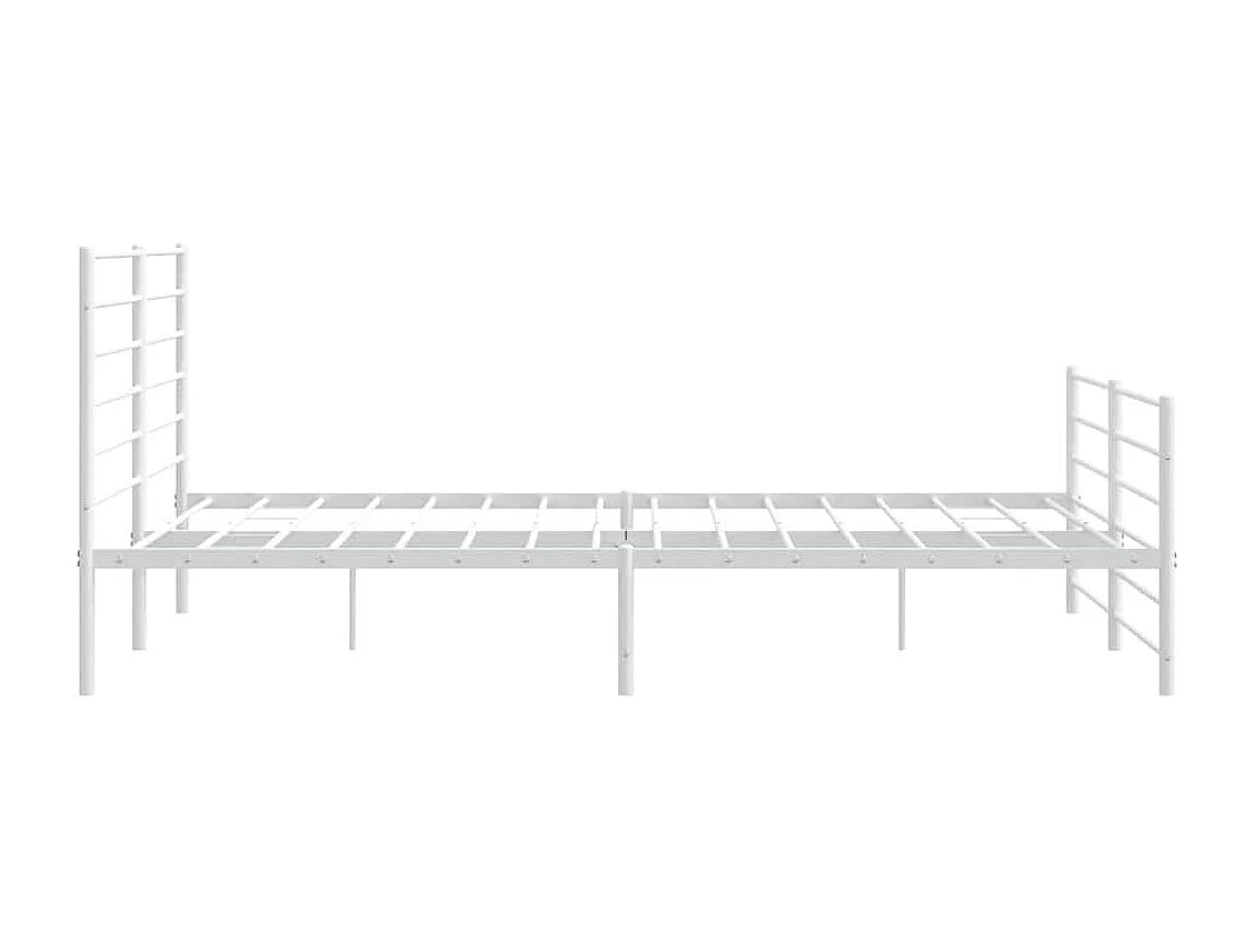 Cadre de lit métal sans matelas et pied de lit blanc 193x203 cm