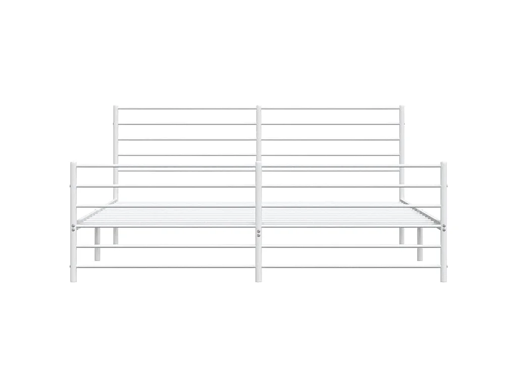 Cadre de lit métal sans matelas et pied de lit blanc 193x203 cm