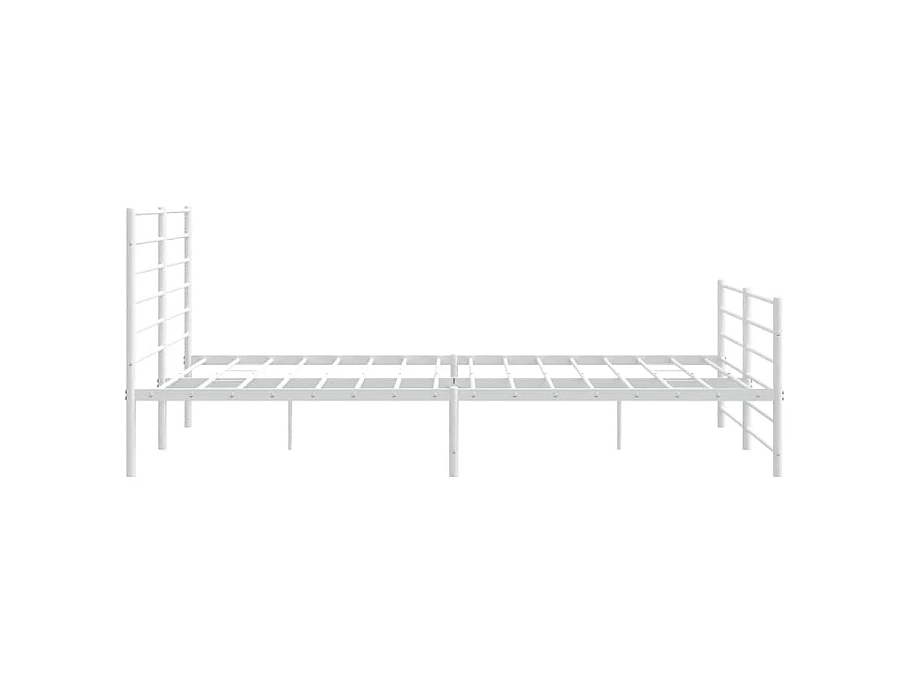 Cadre de lit métal sans matelas et pied de lit blanc 193x203 cm