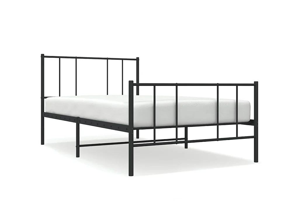 Cadre de lit métal sans matelas avec pied de lit noir 107x203cm