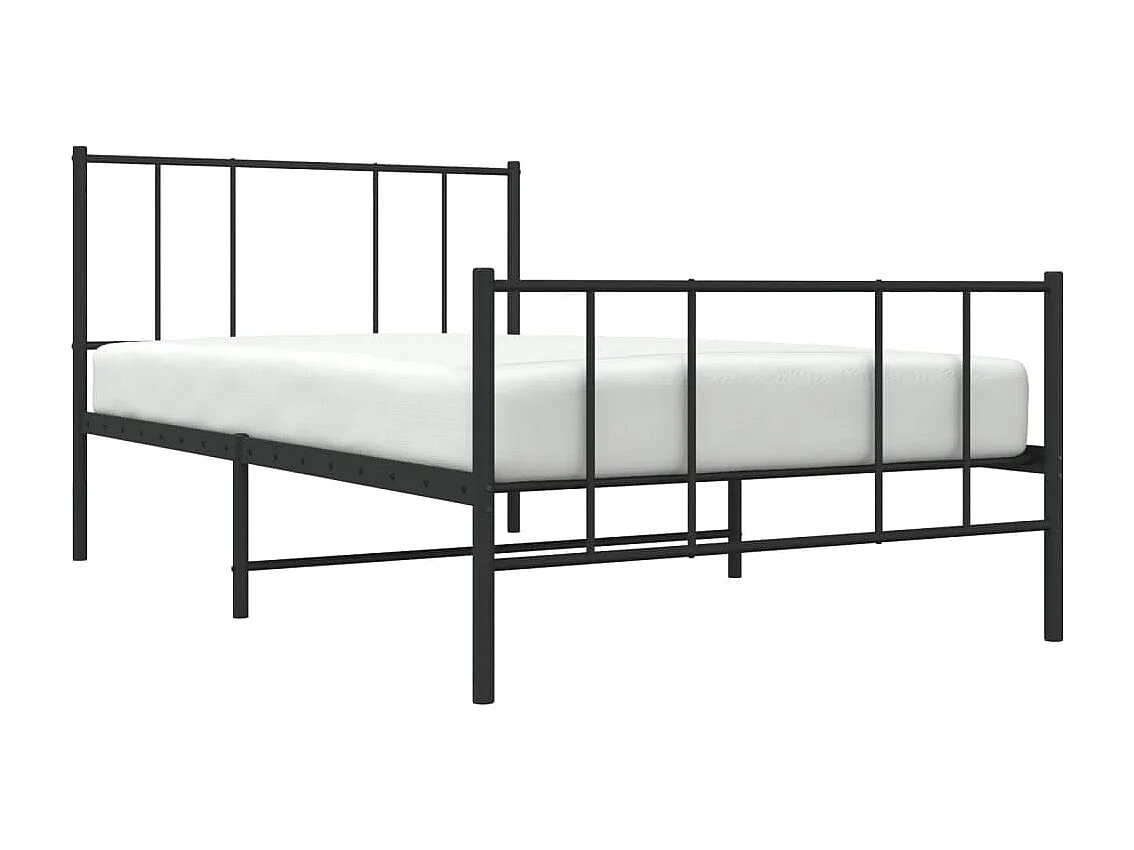 Cadre de lit métal sans matelas avec pied de lit noir 107x203cm
