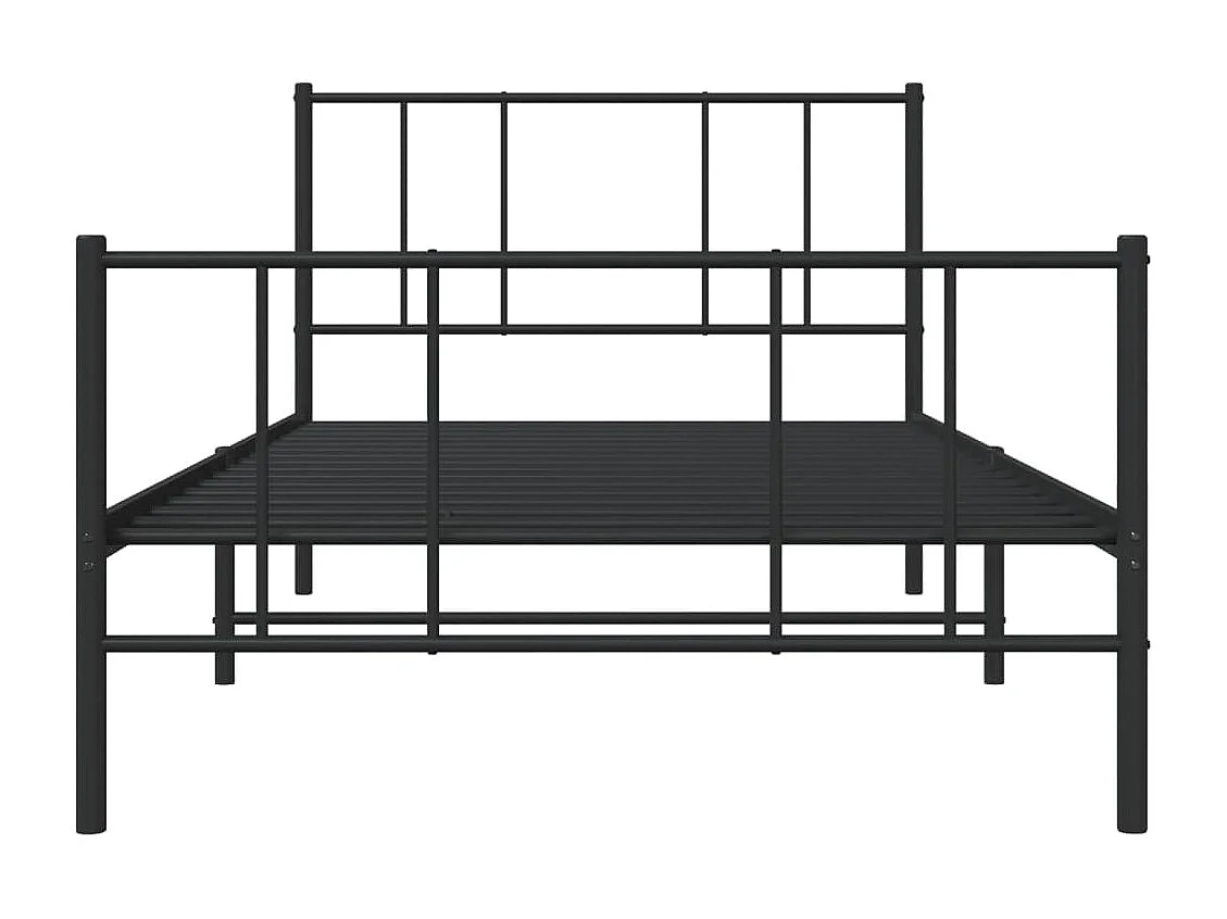 Cadre de lit métal sans matelas avec pied de lit noir 107x203cm