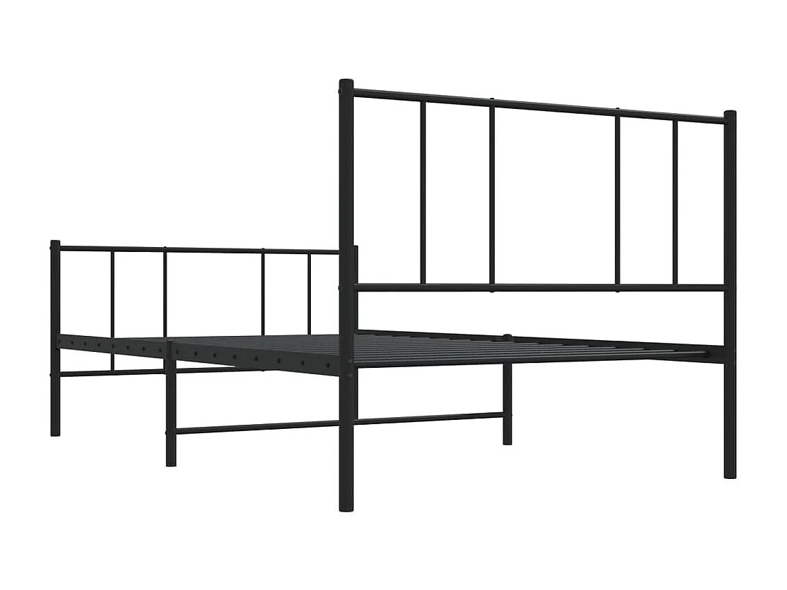 Cadre de lit métal sans matelas avec pied de lit noir 107x203cm