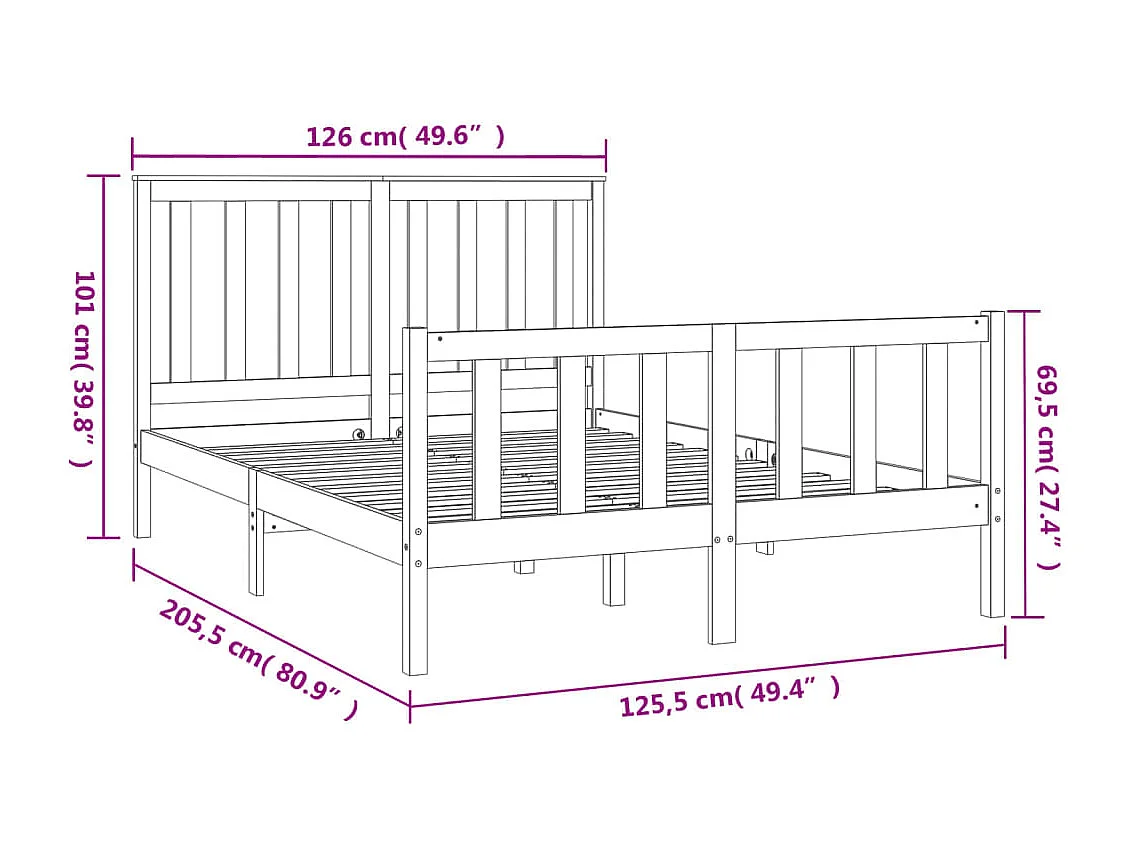 Bedframe zonder matras massief grenenhout 120x200 cm