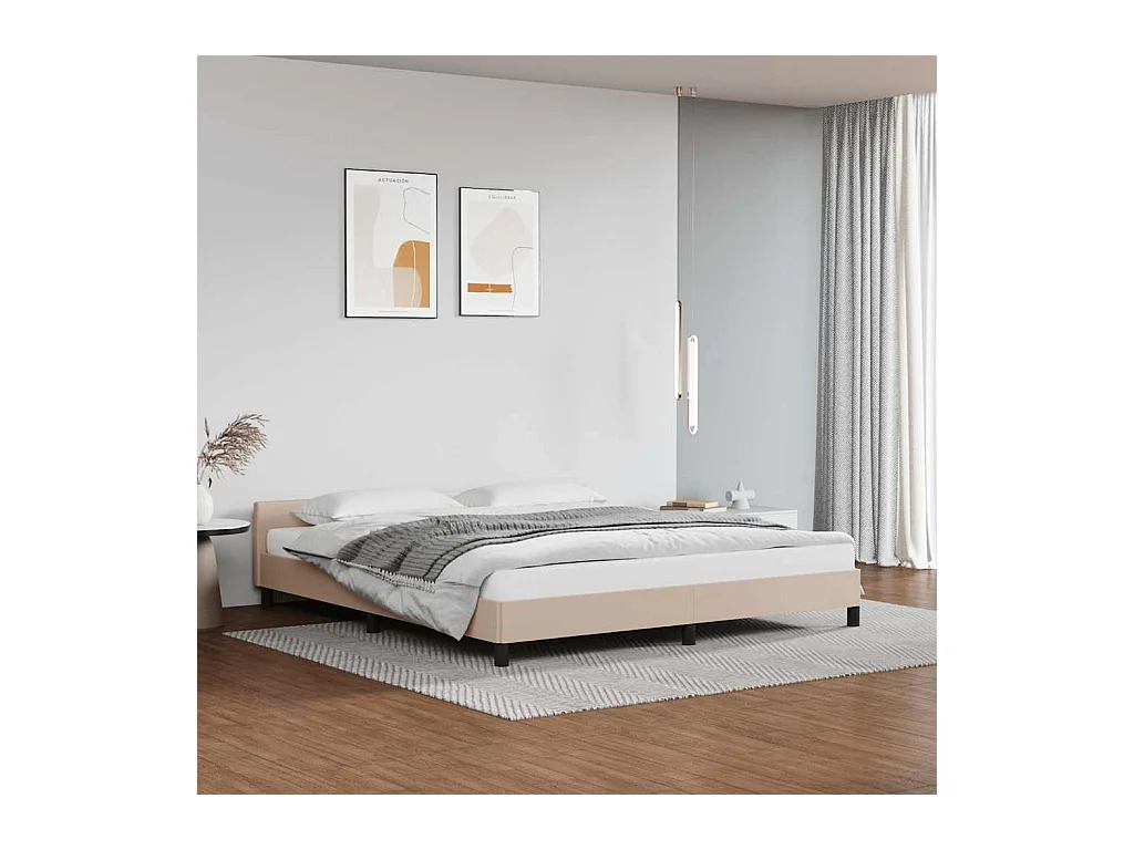 Cadre de lit avec tête de lit sans matelas cappuccino 160x200cm