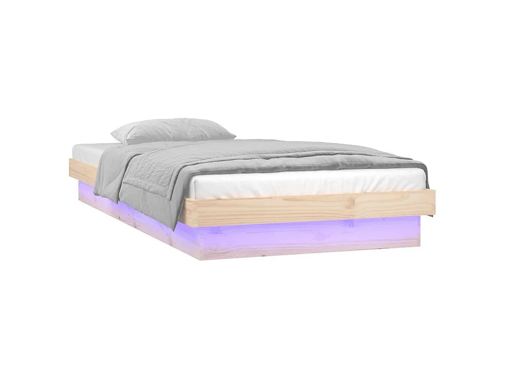 Cadre de lit à LED sans matelas bois massif