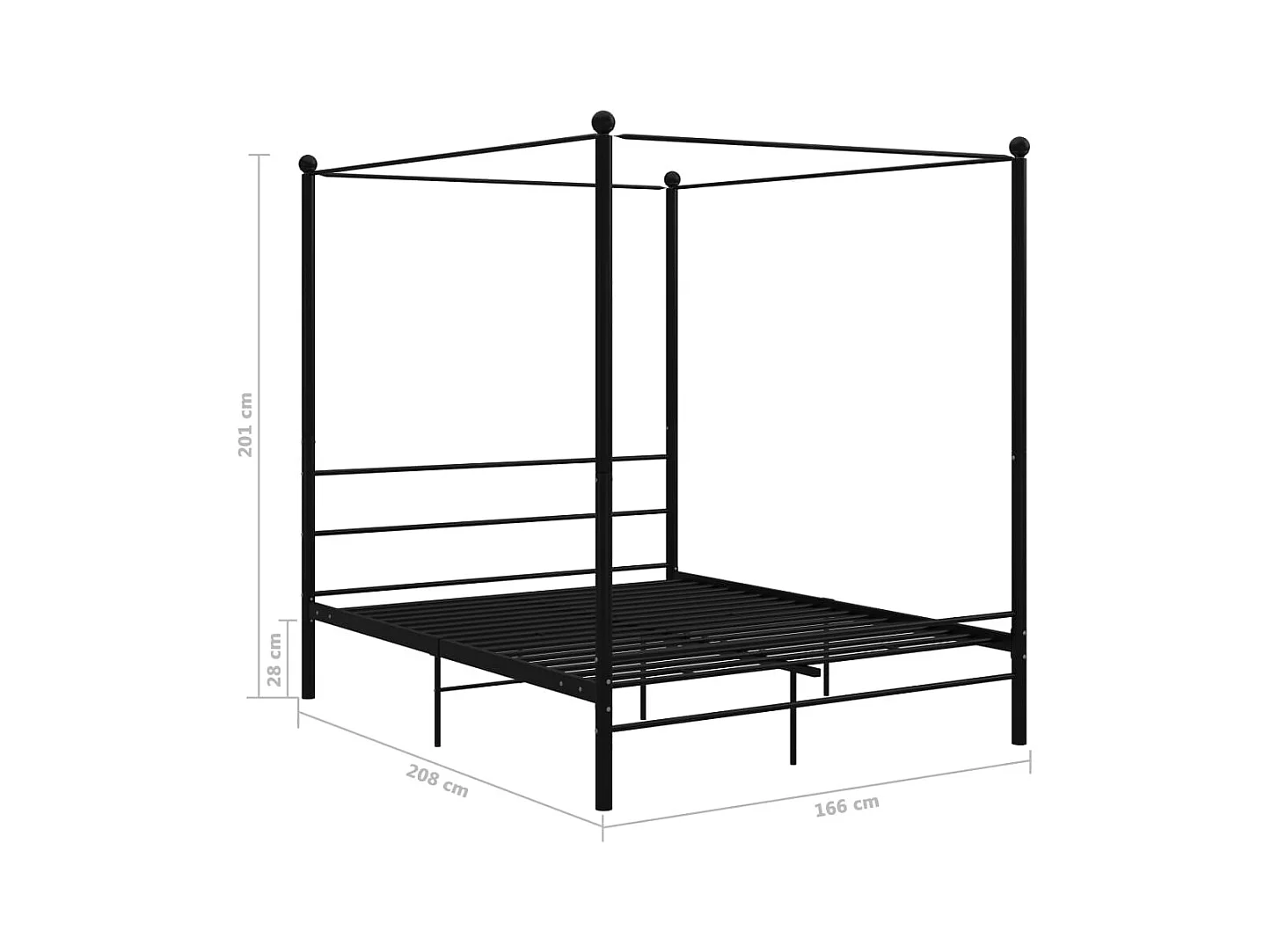 Himmelbett Schwarz Metall 160x200 cm