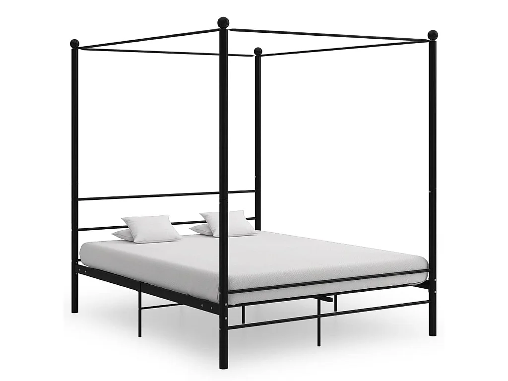 Cadre de lit à baldaquin sans matelas noir 160x200 cm métal
