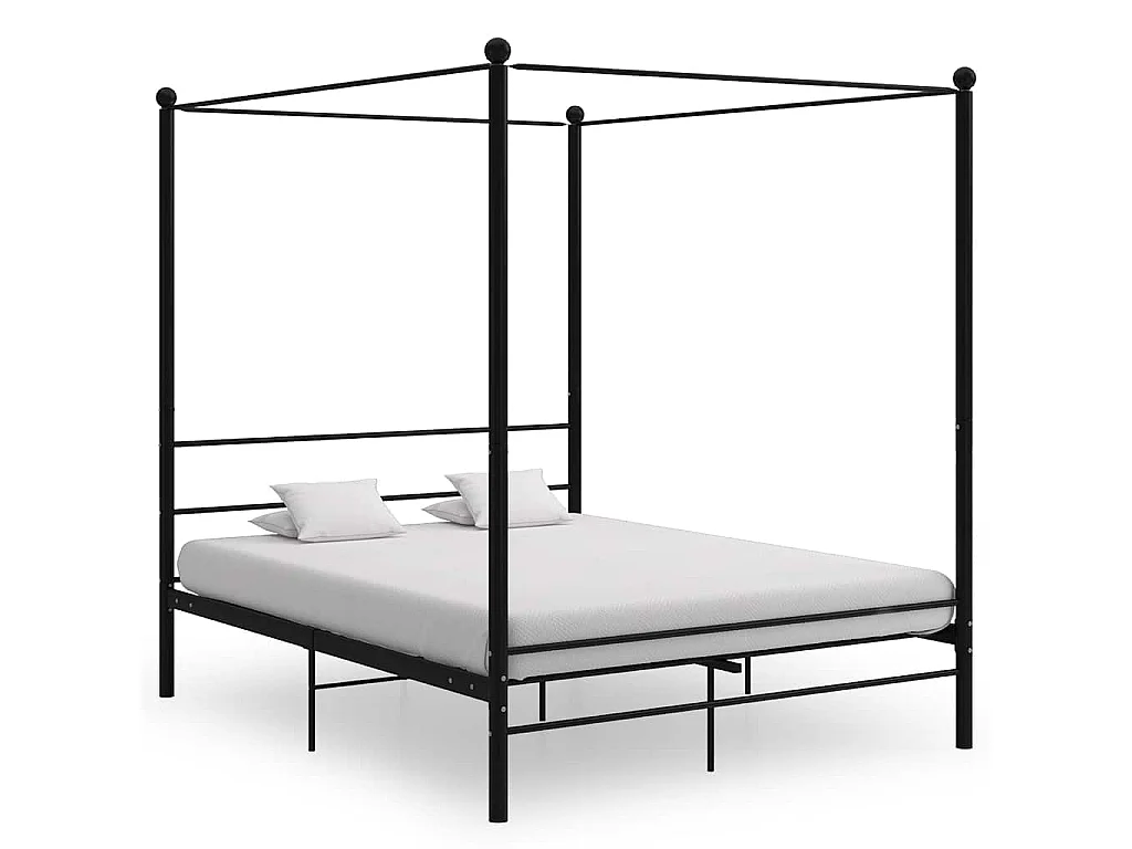 Cadre de lit à baldaquin sans matelas noir 160x200 cm métal