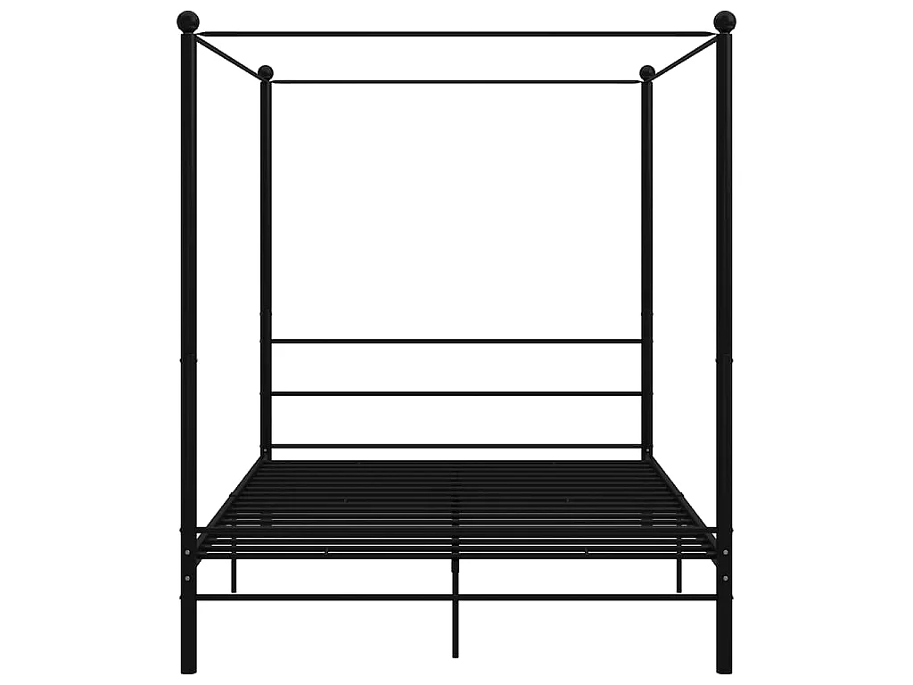 Letto a Baldacchino Nero in Metallo 160x200 cm
