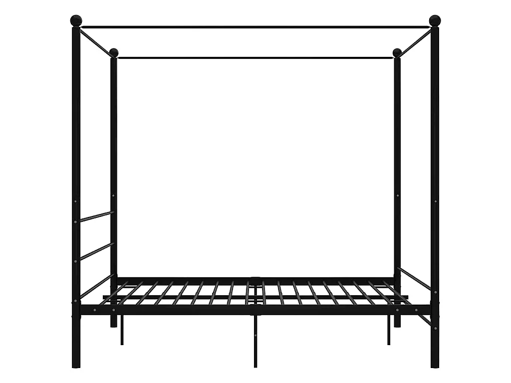 Letto a Baldacchino Nero in Metallo 160x200 cm