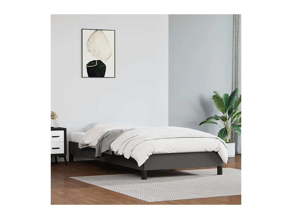 Cadre de lit sans matelas gris 90x190 cm similicuir