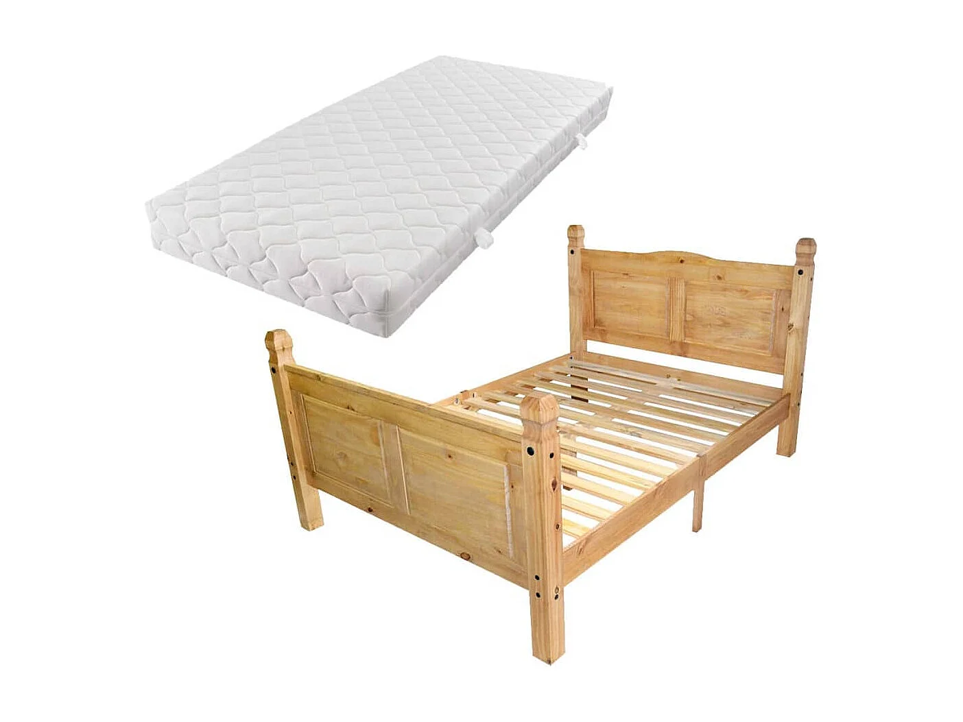 Lit avec matelas Pin mexicain Corona 160 x 200 cm