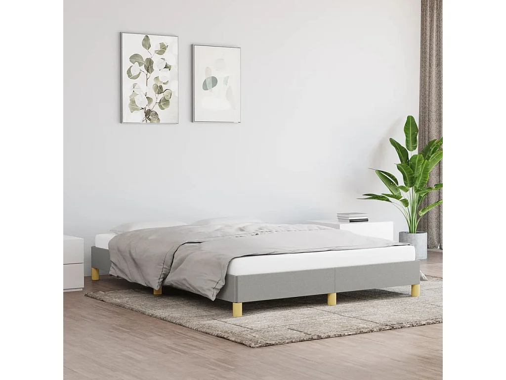 Estrutura de cama sem colchão 160x200 cm tecido cinzento-claro