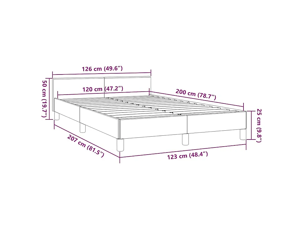 Giroletto con Testiera senza Materasso Cappuccino 120x200 cm