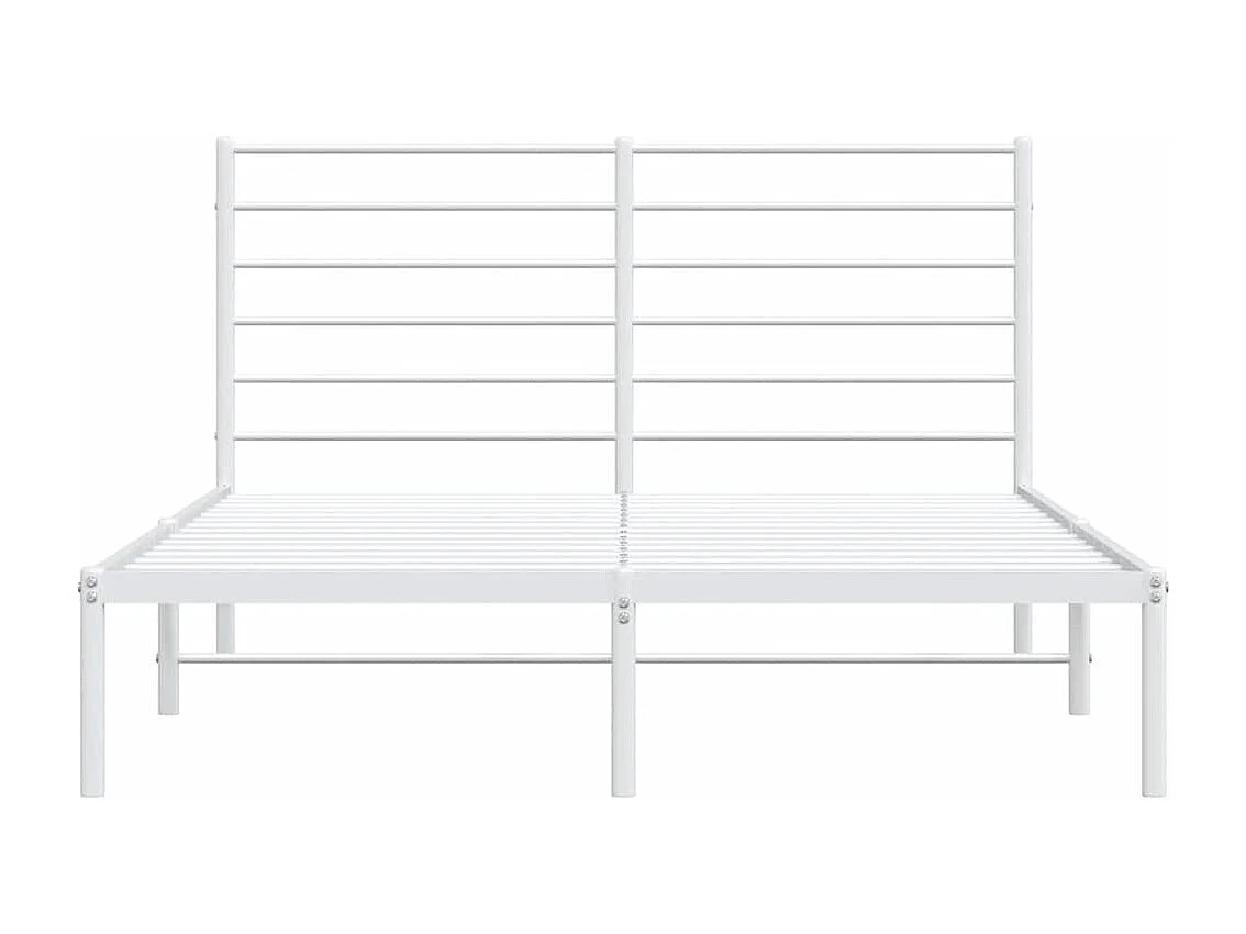 Cadre de lit métal sans matelas et tête de lit blanc 135x190 cm