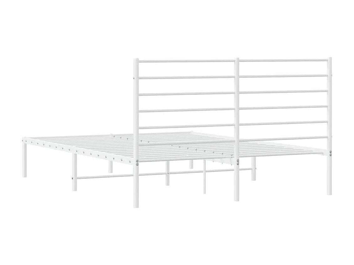Cadre de lit métal sans matelas et tête de lit blanc 135x190 cm
