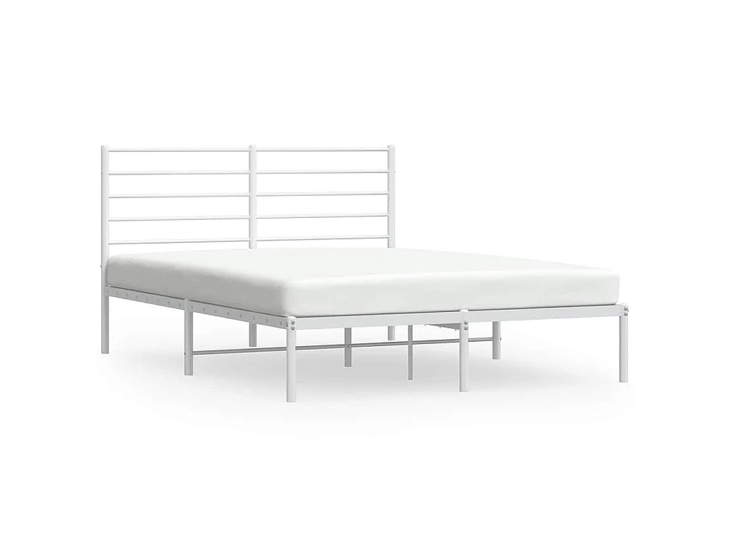 Estructura cama sin colchón con cabecero metal blanco 135x190cm