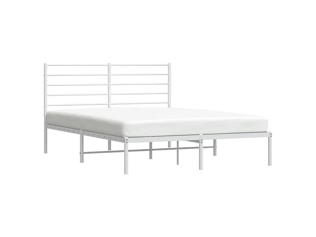 Estructura cama sin colchón con cabecero metal blanco 135x190cm