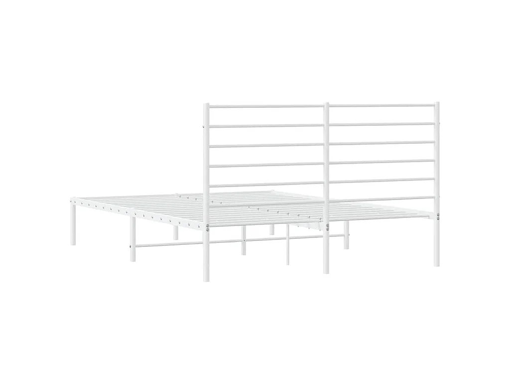 Estructura cama sin colchón con cabecero metal blanco 135x190cm