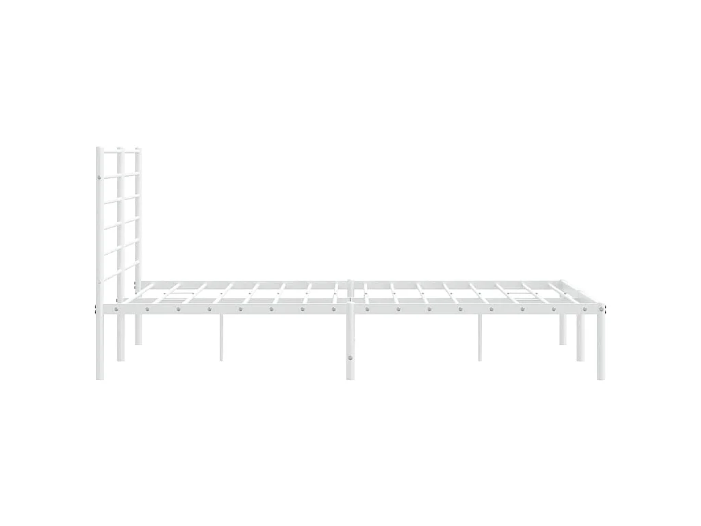 Cadre de lit métal sans matelas et tête de lit blanc 135x190 cm