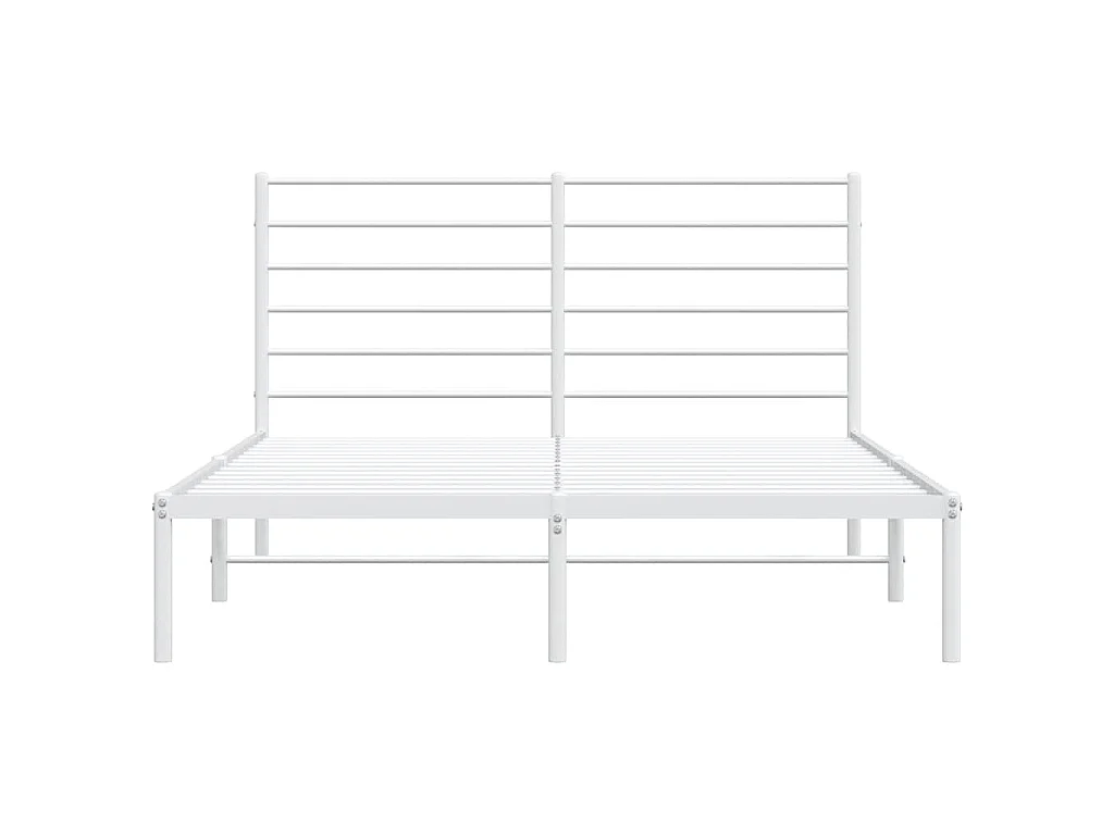 Bedframe met hoofdbord metaal wit 135x190 cm