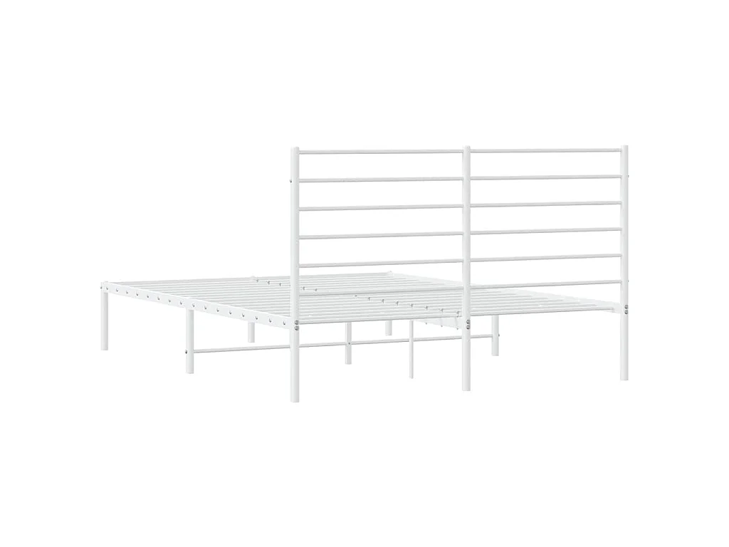 Bedframe met hoofdbord metaal wit 135x190 cm