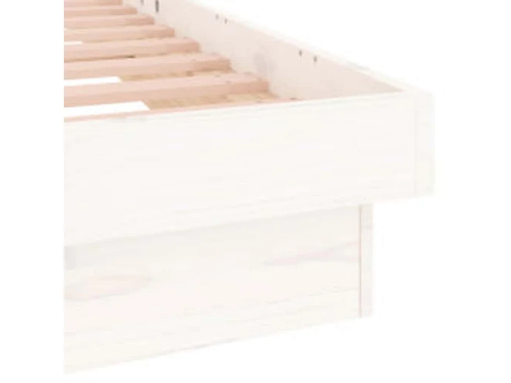 Cadre de lit à LED sans matelas blanc 140x200 cm bois massif