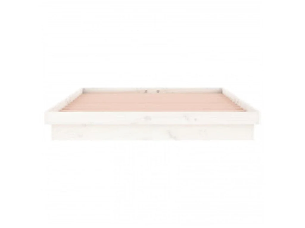 Cadre de lit à LED sans matelas blanc 140x200 cm bois massif