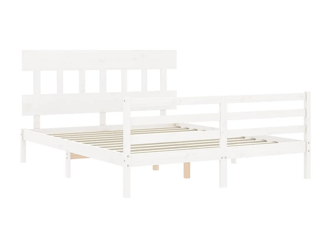 Giroletto con Testiera Bianco King Size in Legno Massello