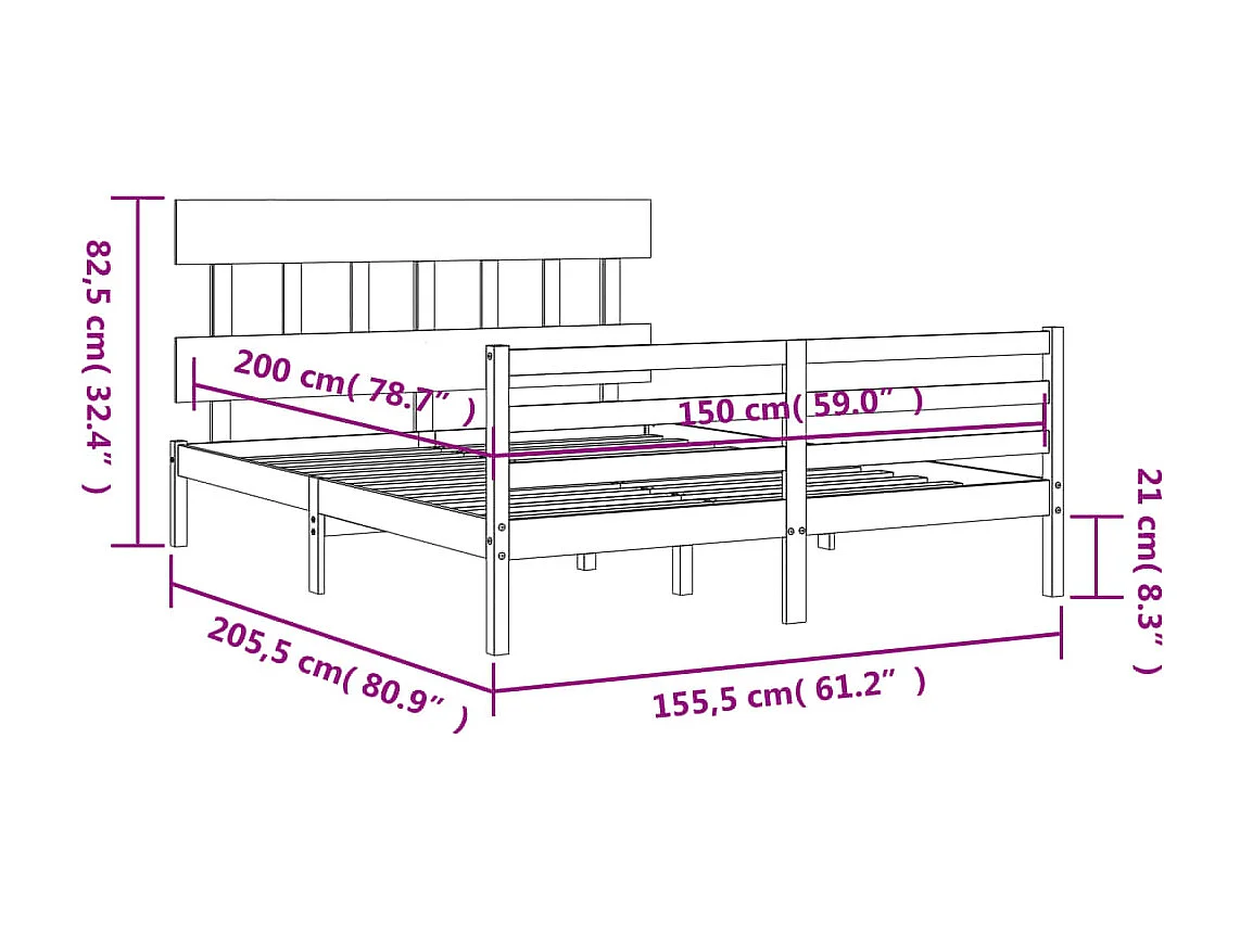 Giroletto con Testiera Bianco King Size in Legno Massello