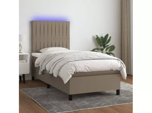 Kauf Unique Boxspringbett mit Matratze & LED Taupe 90x200 cm Stoff