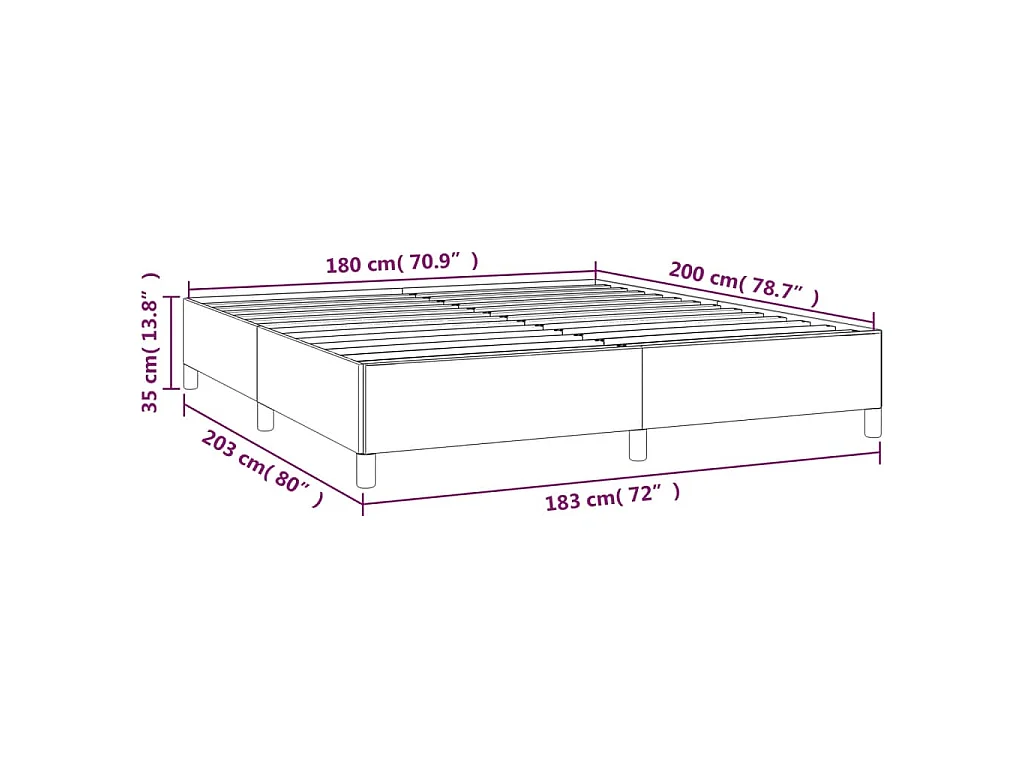 Cadre de lit sans matelas crème 180x200 cm tissu